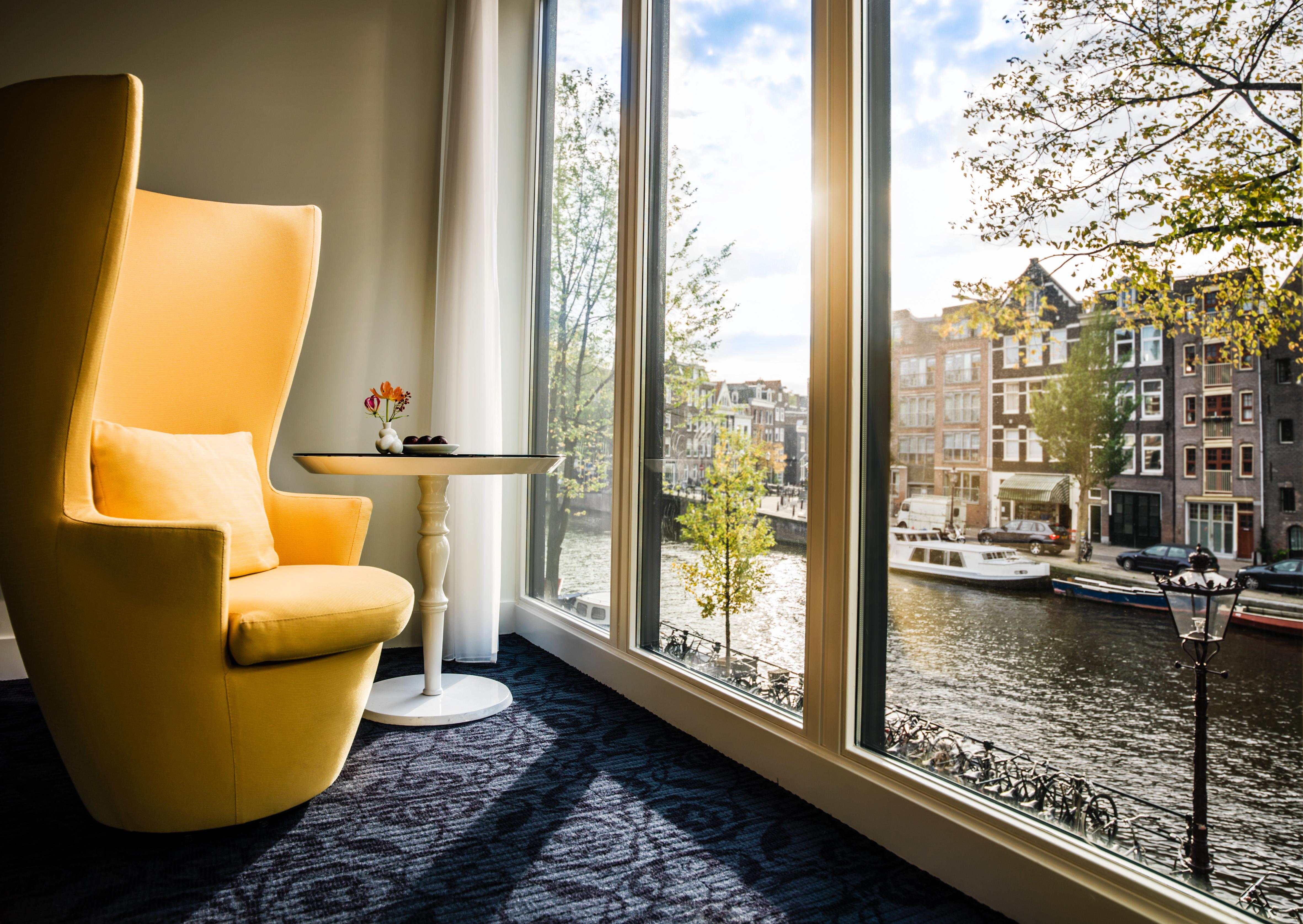 Sweeping views of the UNESCO World Heritage Amsterdam canal ring from Andaz Amsterdam