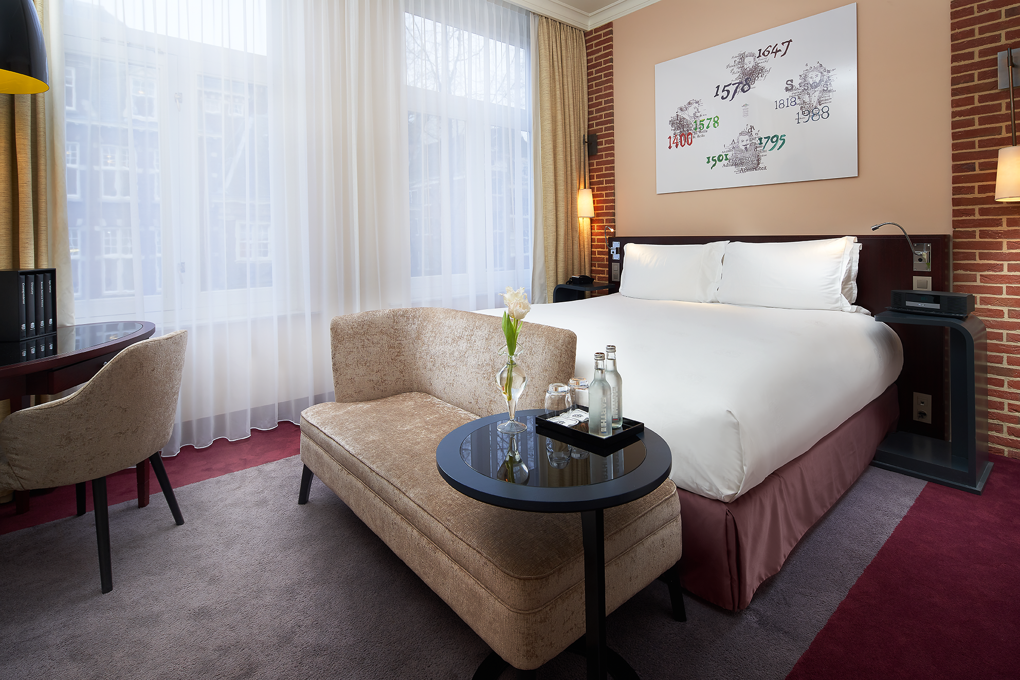 Luxury Room featuring contemporary French-Dutch design, MyBed bedding, and marble bathroom