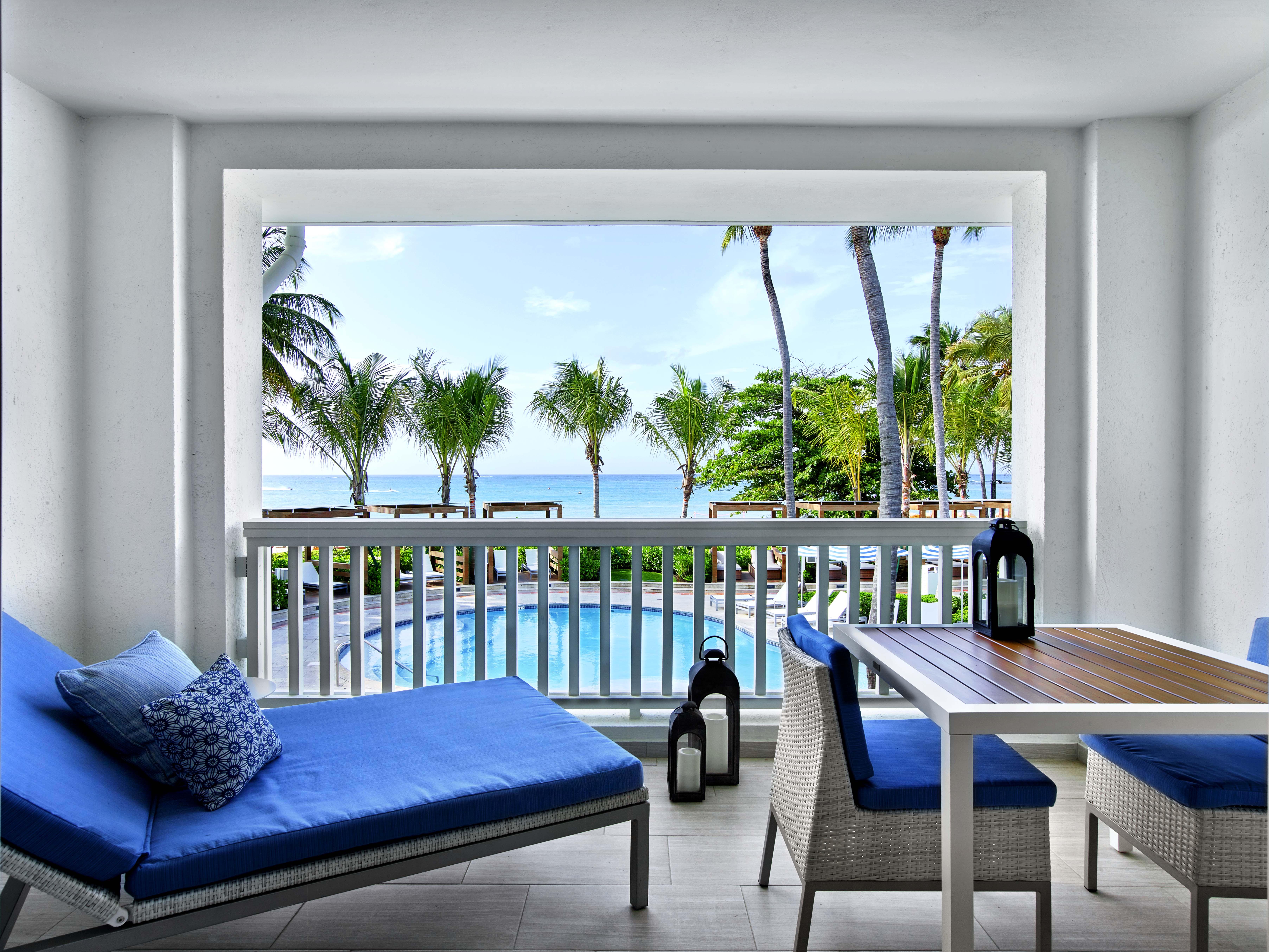 Private Oceanfront Villa expansive terrace directly overlooking the soft white sands of Isla Verde Beach