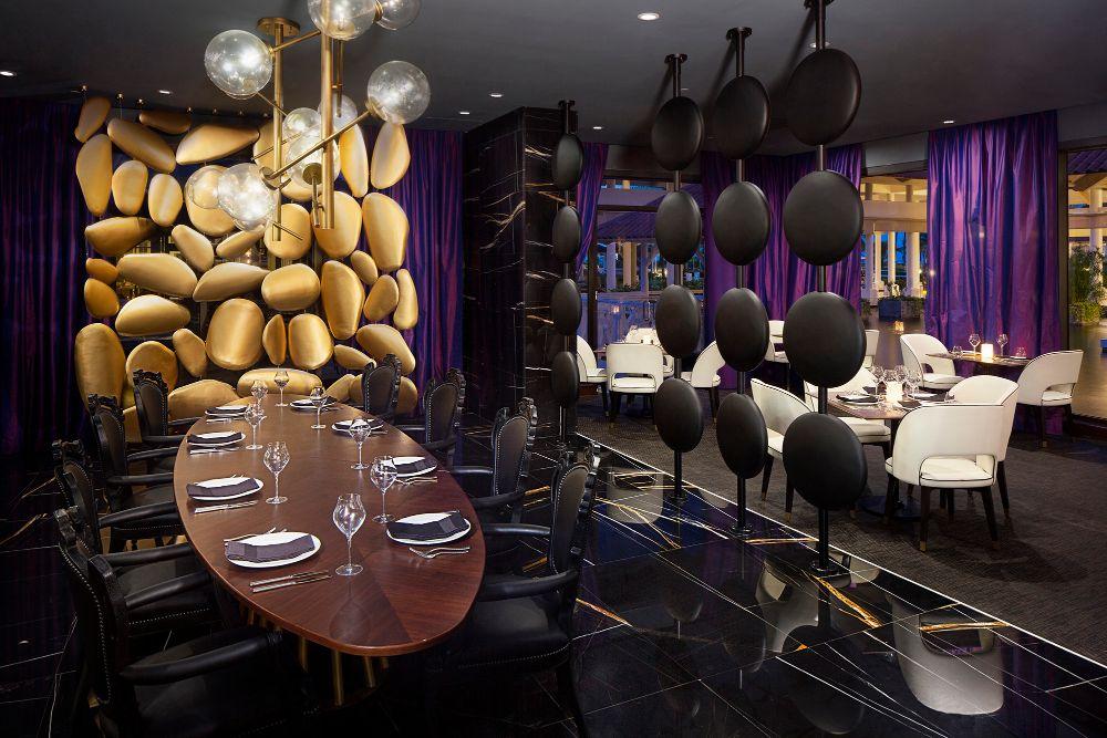 Prime 787 Steakhouse stylish fine dining room offering prime steaks, fresh seafood, and fine vintages