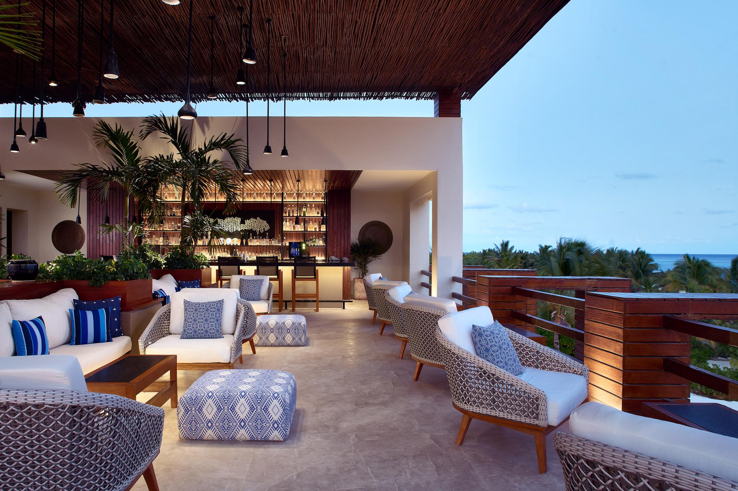 Raw Bar open-air lounge overlooking Caribbean surf