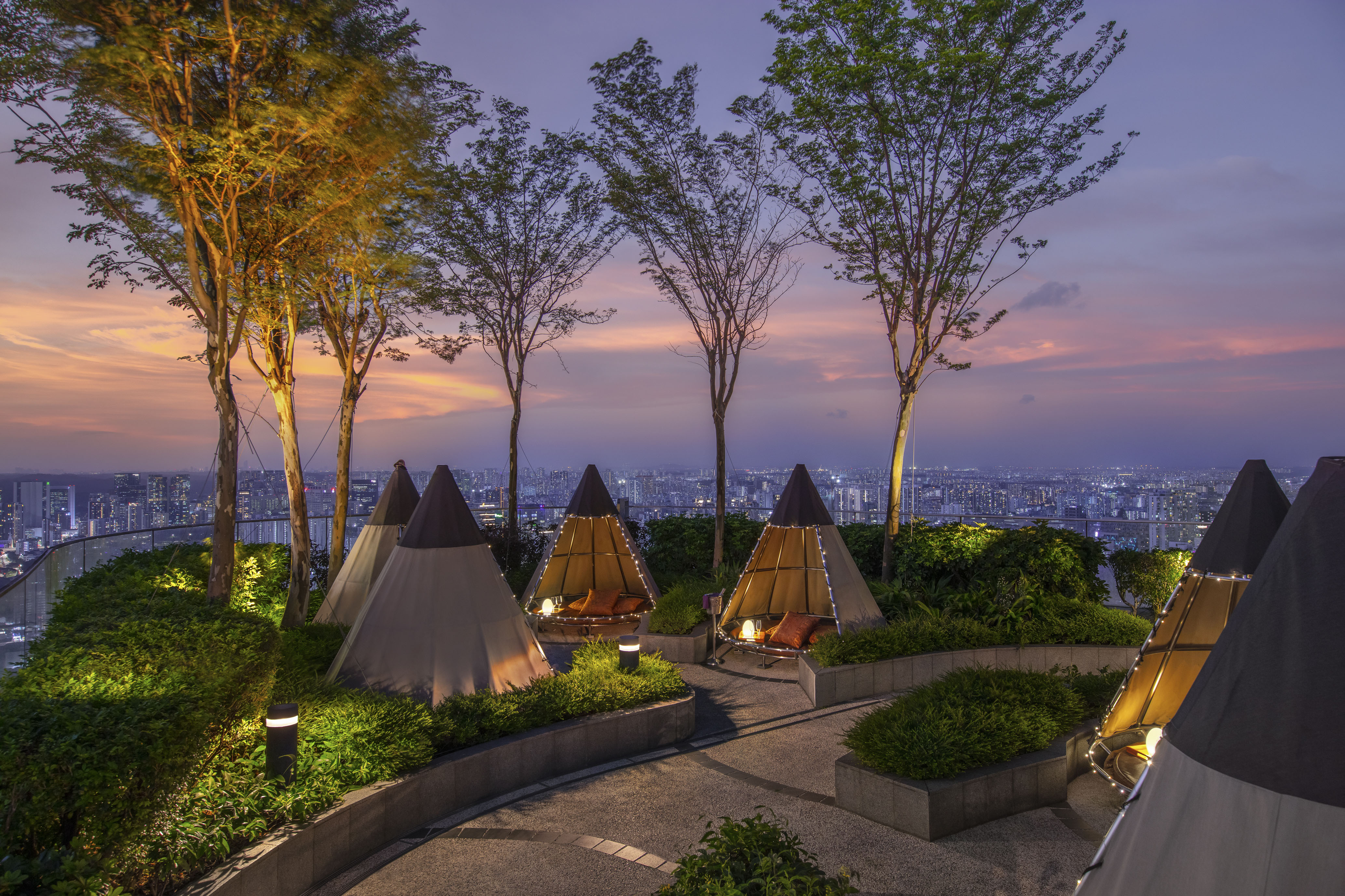 Mr. Stork rooftop bar teepee huts and skyline