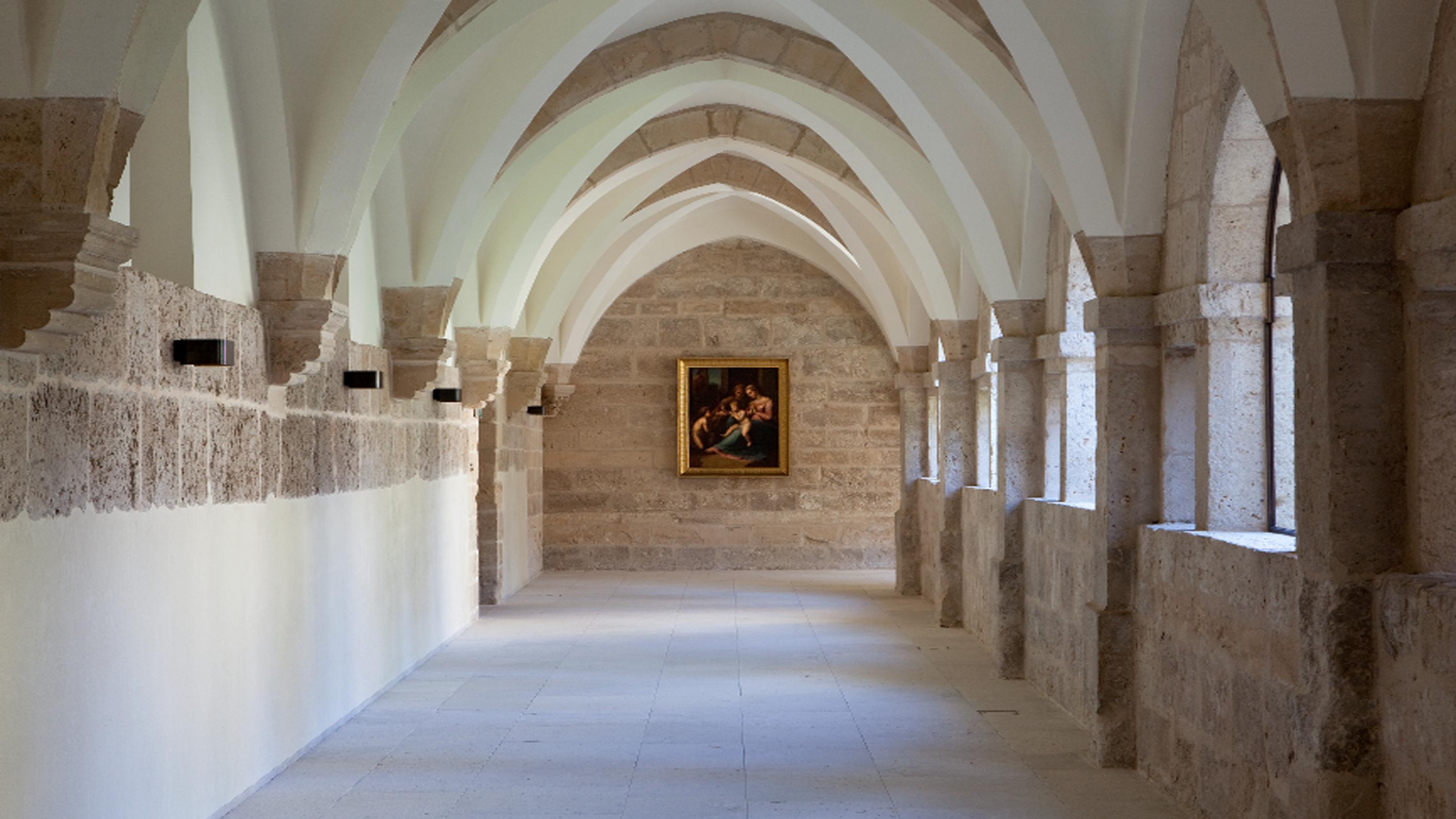 Historic 12th-century Romanesque abbey cloister
