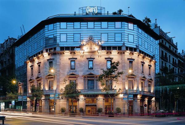 Historic 19th-century Vedruna Palace facade of Hotel Claris