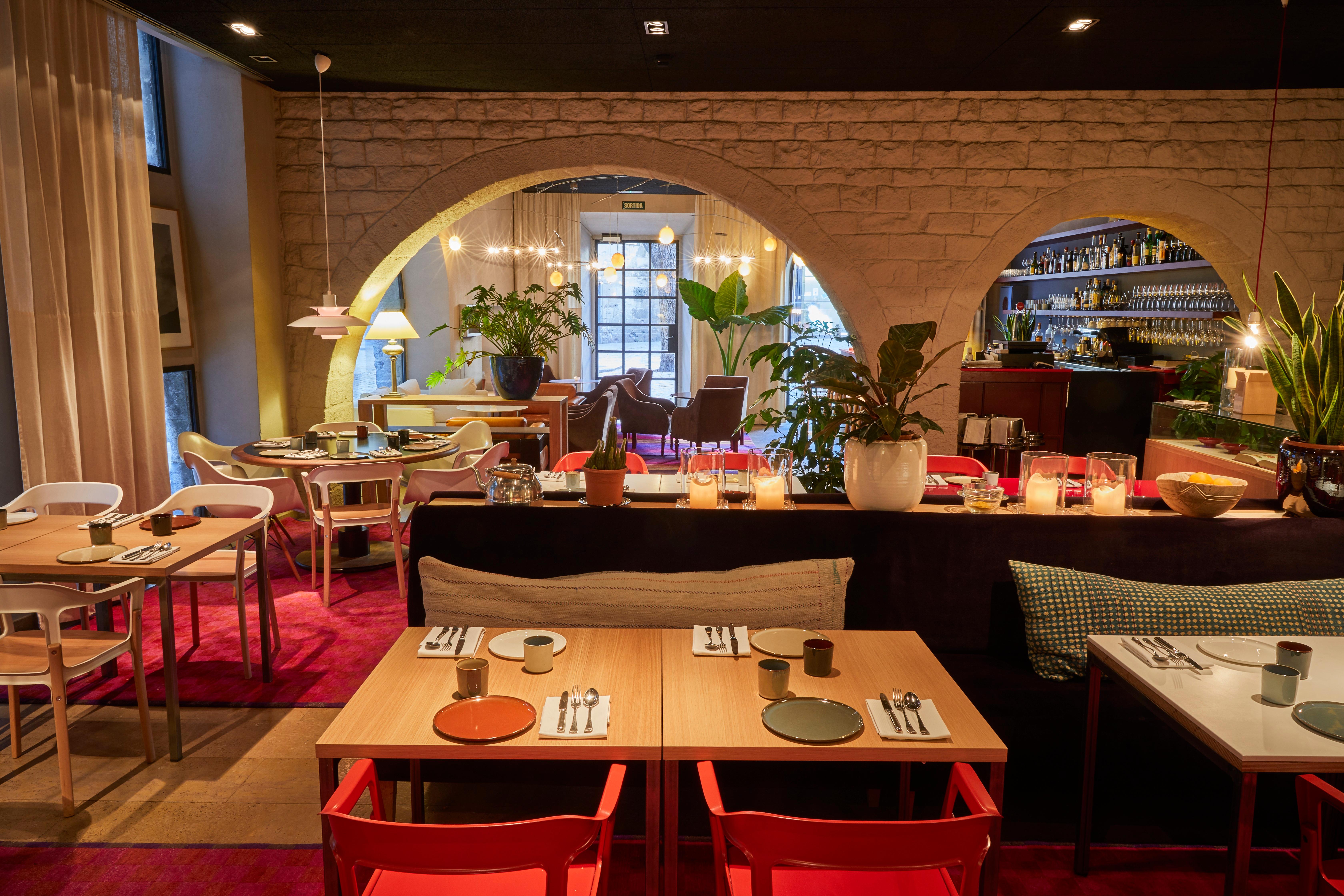 a Restaurant with 12th-Century Medieval Stone Arches
