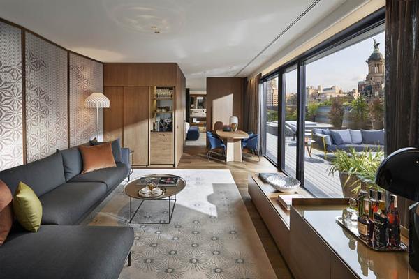 Barcelona Suite living room with contemporary Catalan designer decor