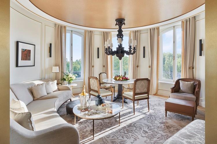 Turret Suite circular salon and luxury bedroom at Mandarin Oriental Ritz Madrid