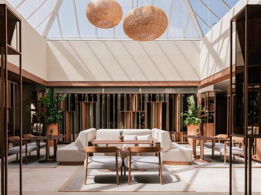 Chic dining room and bar inside ME Marbella