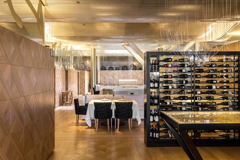 Three-Michelin-star Lasarte restaurant dining room at Monument Hotel Barcelona