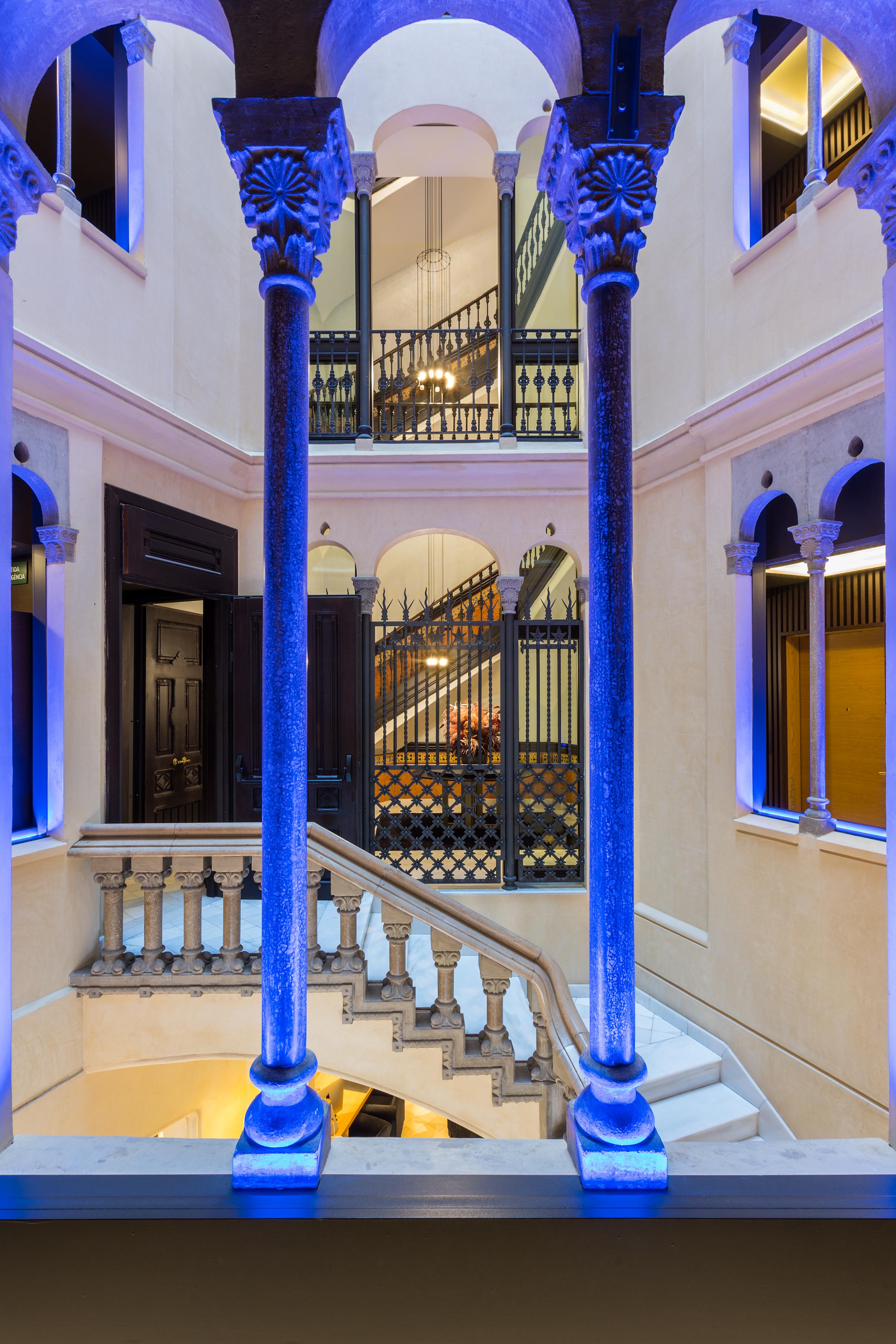 Restored 19th-century monumental palace staircase