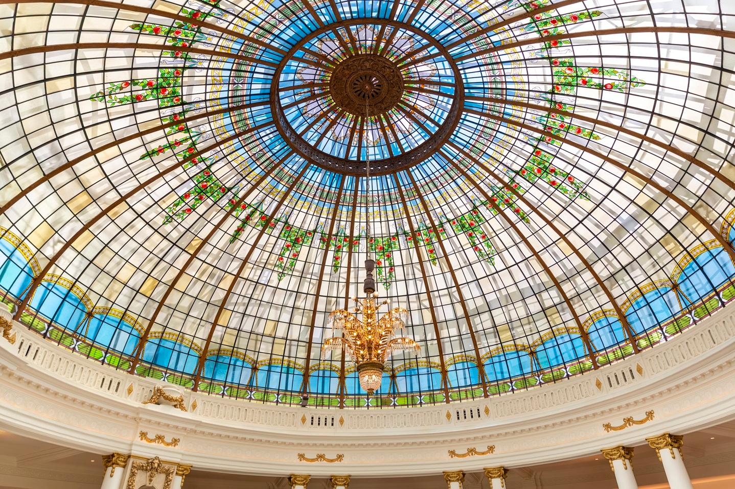 Iconic stained glass dome at La Cupula