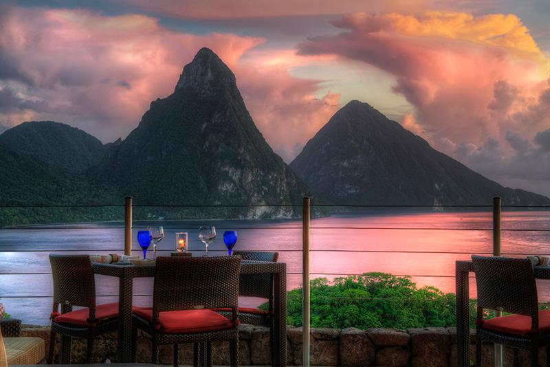 The Celestial Terrace rooftop hovering above Jade Mountain Club