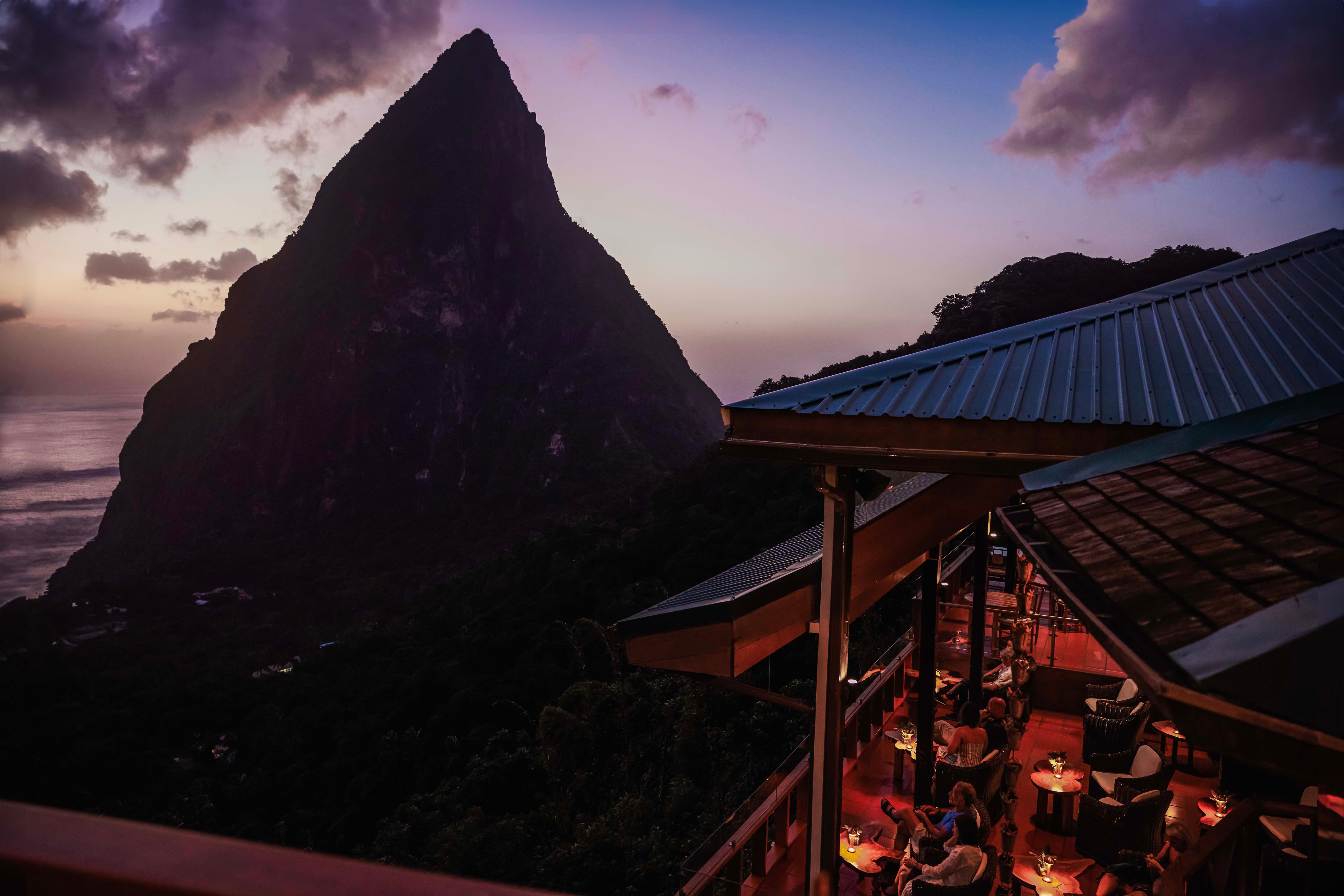 Dasheene Restaurant open-air dining terrace overlooking the Pitons