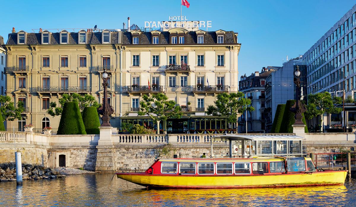 Hôtel d'Angleterre Geneva Historic Waterfront Façade on Quai du Mont-Blanc