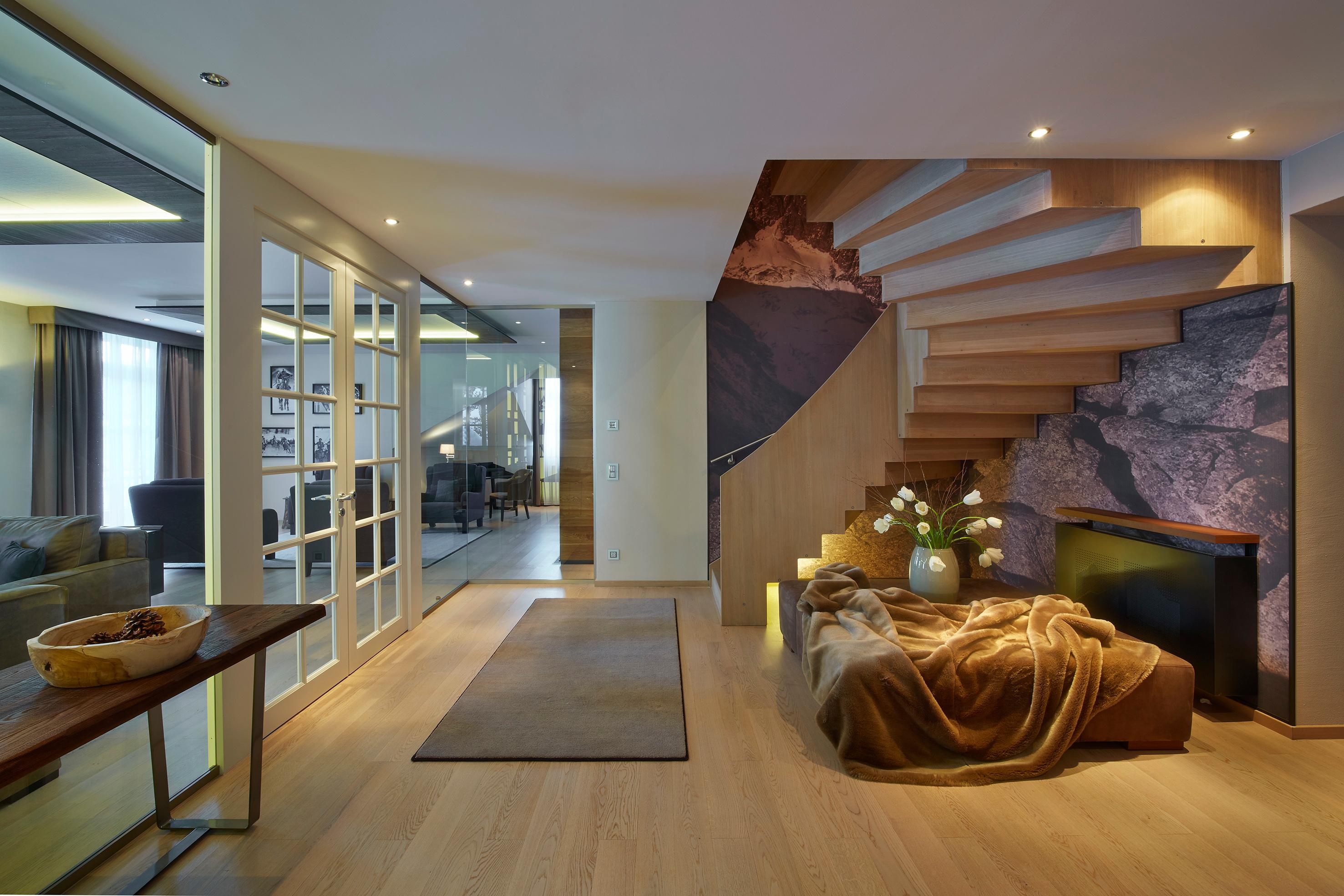 Premier Alpine Suite Elegant Living Salon with Mountain Panoramas