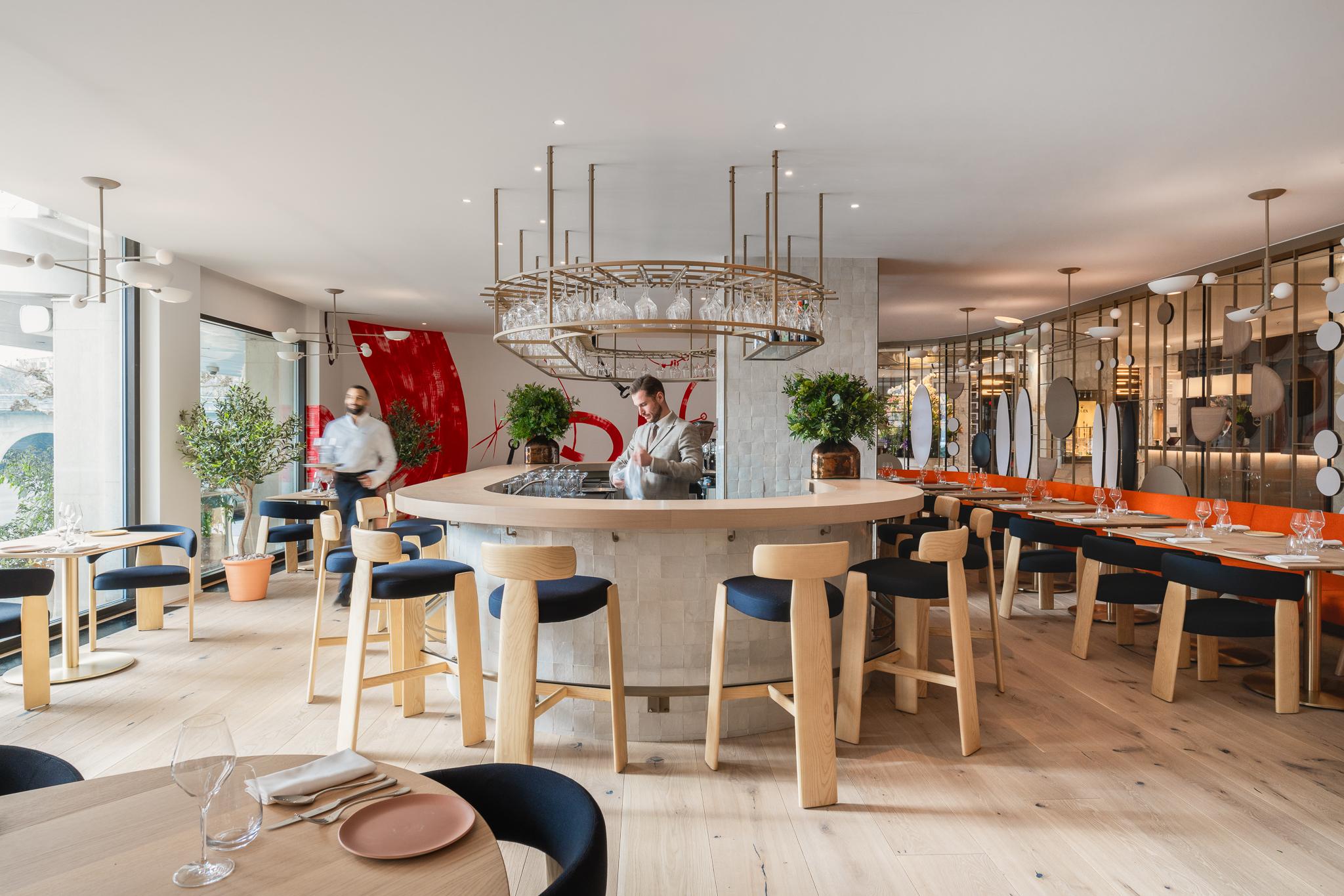 Ottolenghi Geneva Warm Contemporary Dining Room and Open Kitchen