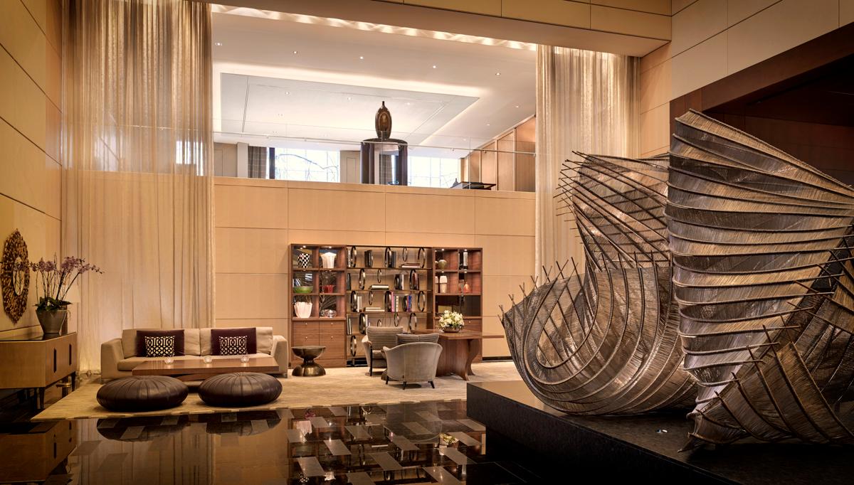 Park Hyatt Zurich The Lounge with Curated Modern Art and Fireplace