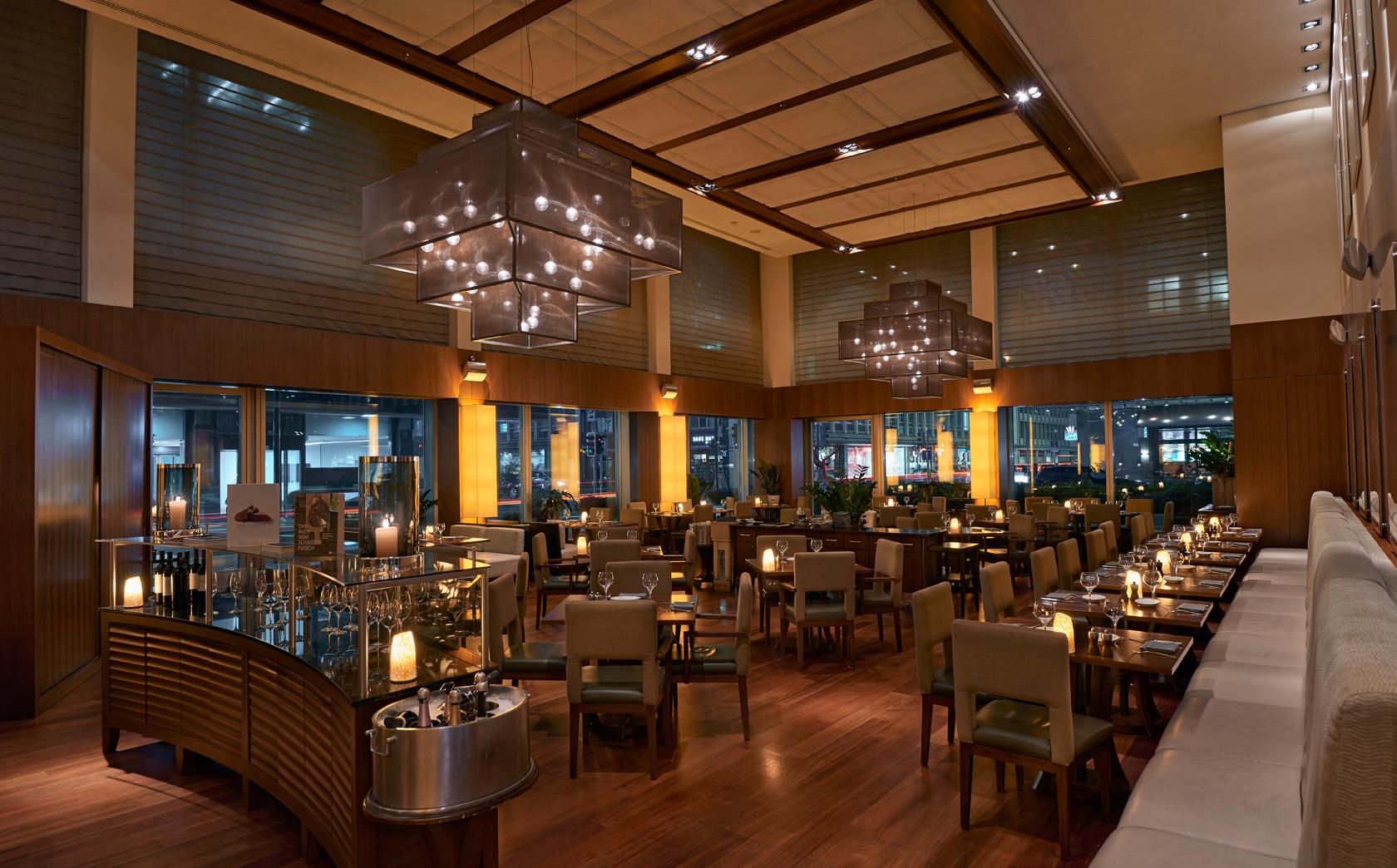 parkhuus Restaurant Open Show Kitchen and Two-Story Glass Wine Tower
