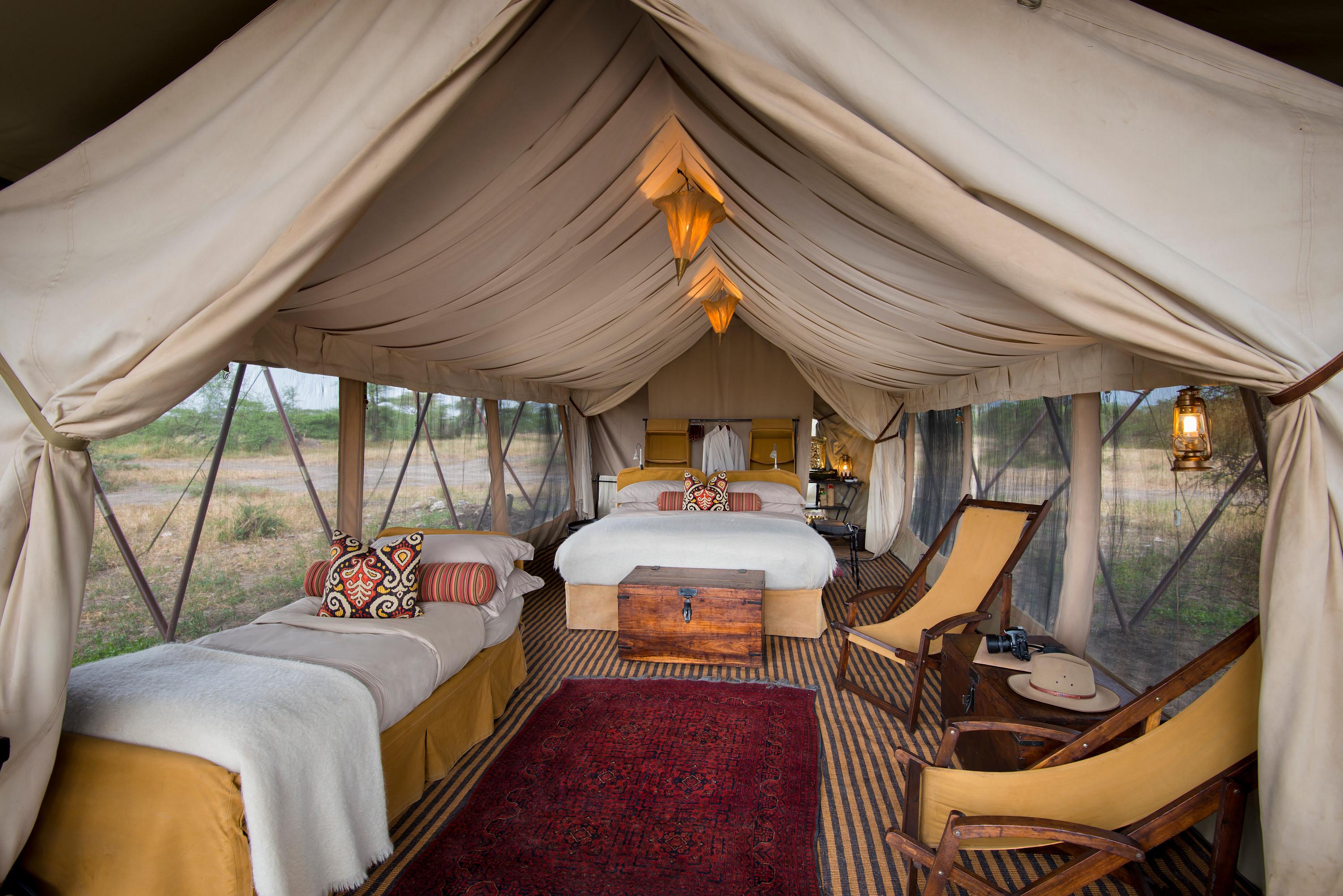 Luxury Safari Tent Bedroom with King Bed and Linens