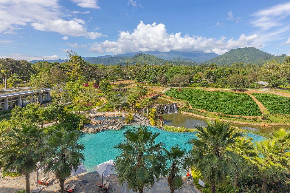 Heated Outdoor Pool with Mount Meru Panorama