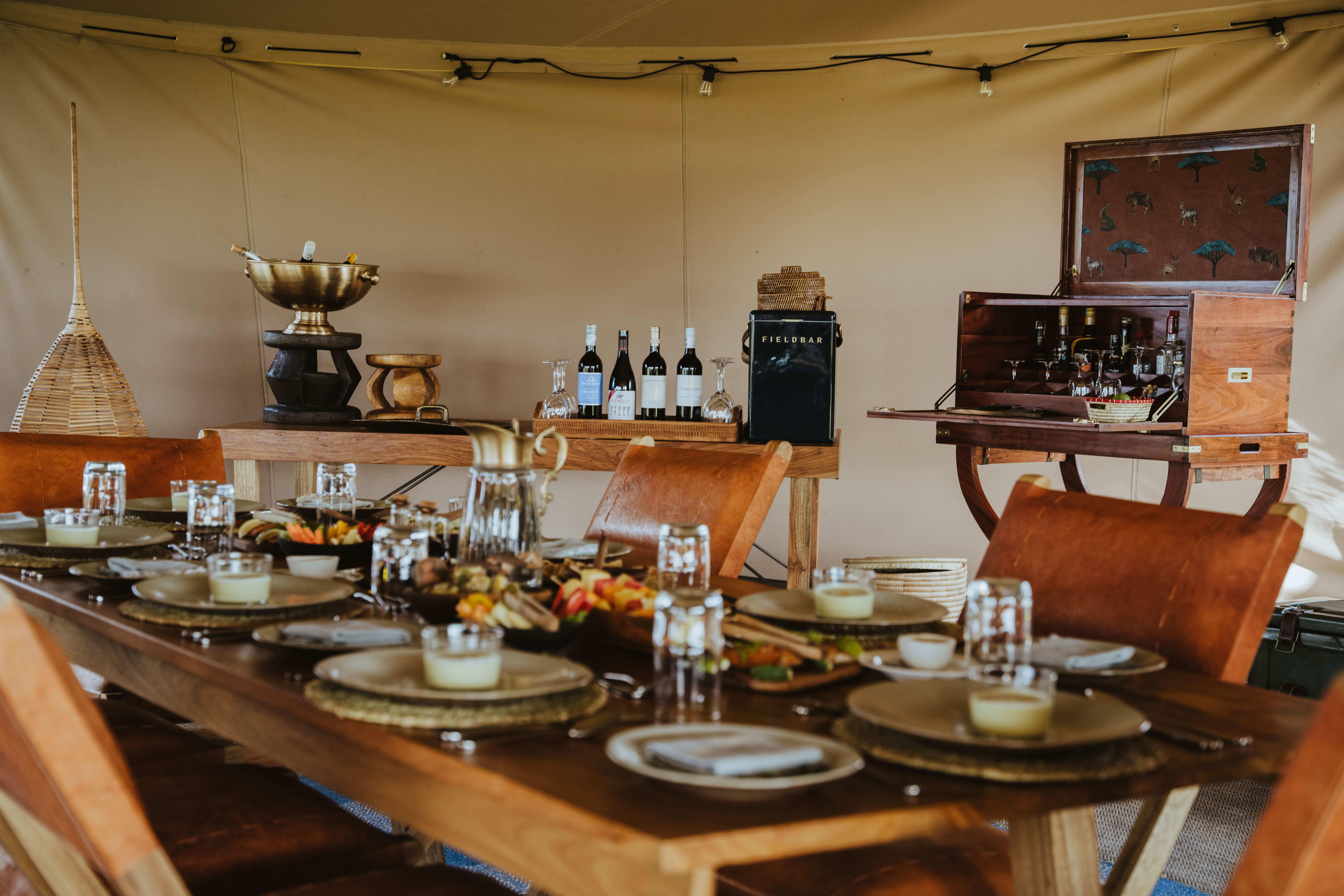 Gourmet Safari Breakfast Spread with Fresh Fruits