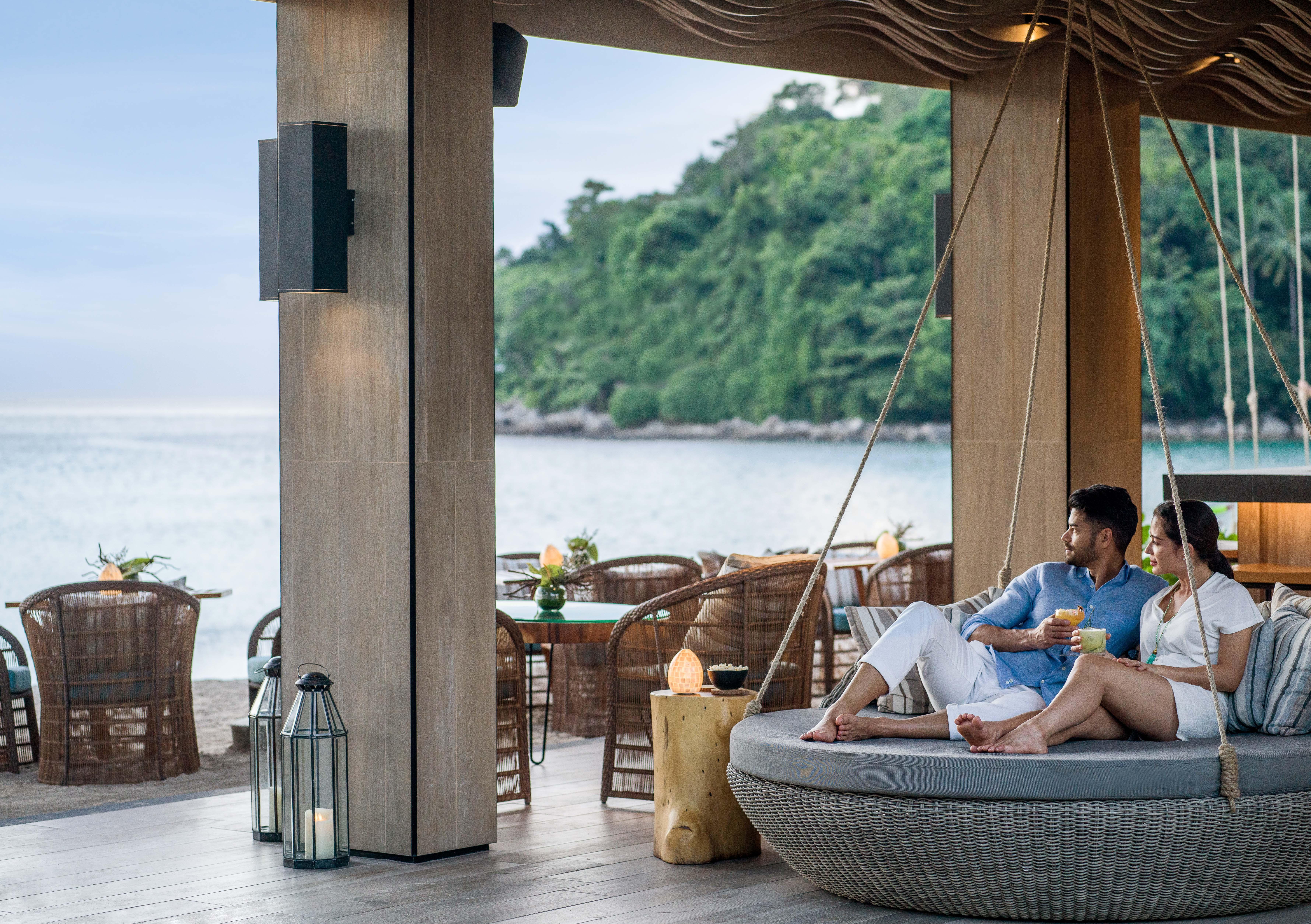 Pine Beach Bar chic oceanfront lounge with direct access to Kamala golden sands