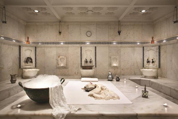 Authentic heated Turkish marble bath hammam at Sanitas Spa