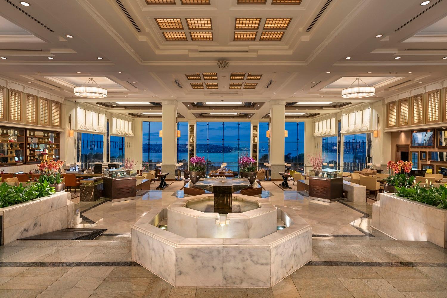 Palatial grand lobby of Swissôtel The Bosphorus