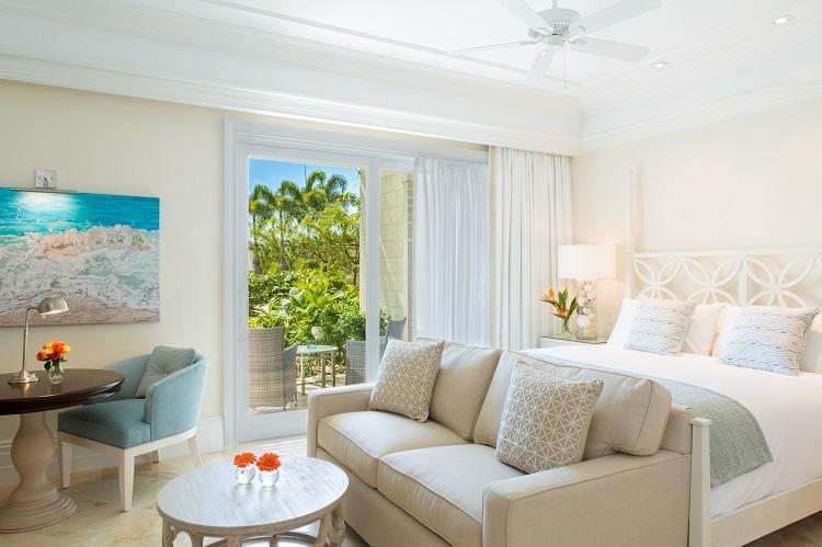 Junior Suite with deep soaking tub and balcony at The Shore Club Turks and Caicos