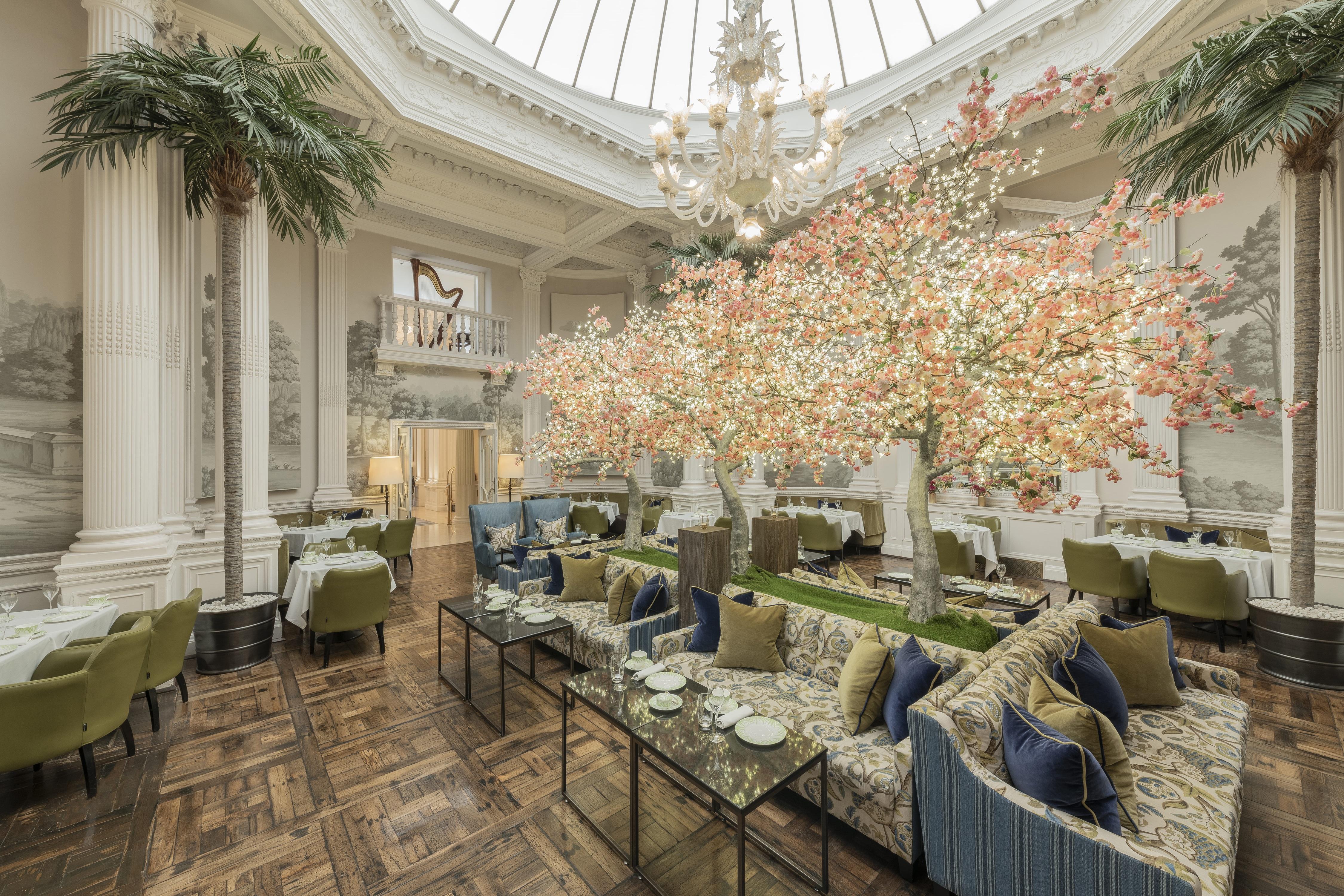 Glittering Glass Dome and Venetian Chandelier in Palm Court