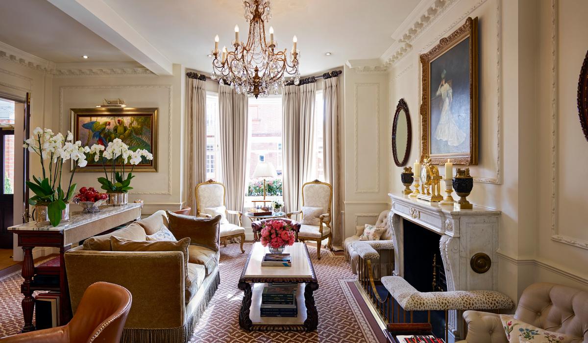 The Egerton Drawing Room with Fireplace and Antiques