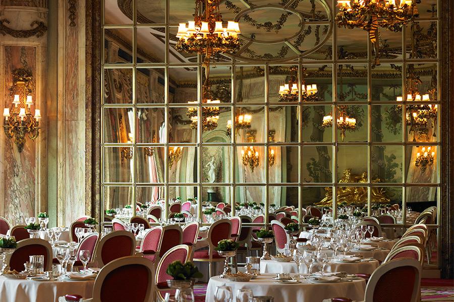 Michelin-Starred The Ritz Restaurant with Chandeliers and Ceiling Frescoes