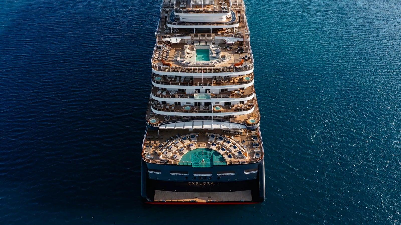 Explora Journeys luxury ocean yacht anchored off Paros Greece in the Aegean Sea
