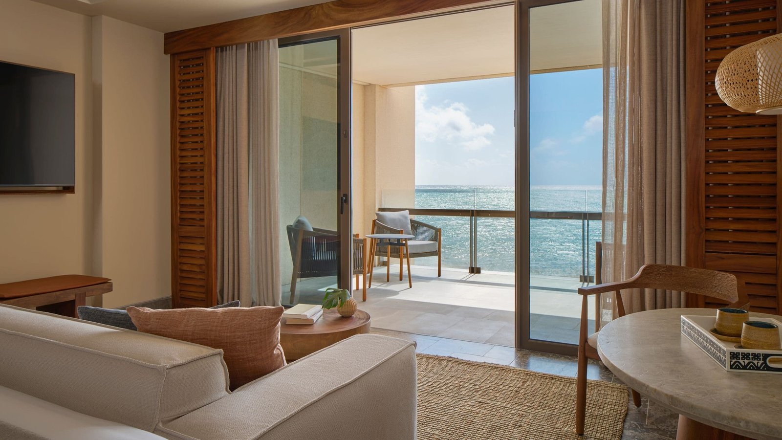 Spacious living lounge area in Park Hyatt Riviera Maya suite