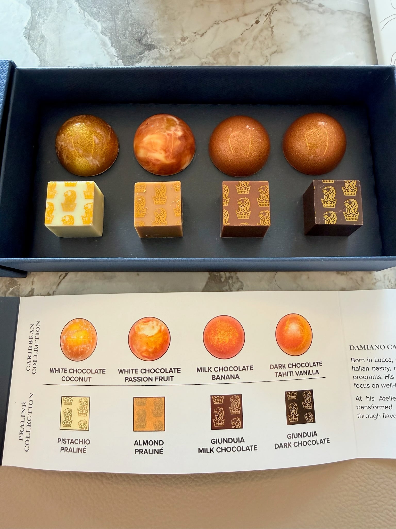 Artisanal French macarons and gourmet chocolates in the suite on Ilma