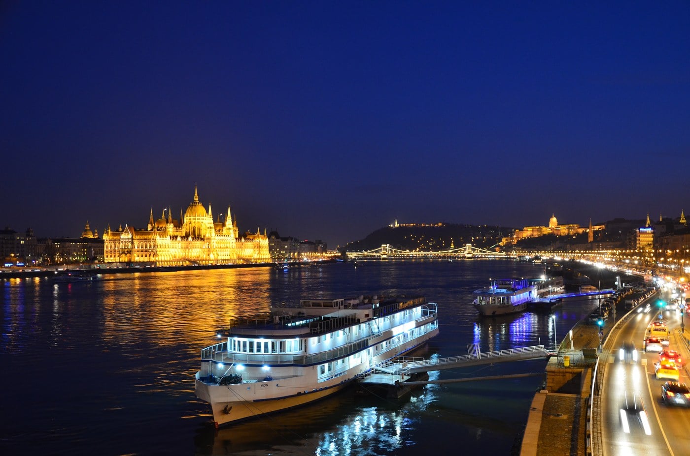 Danube River Cruise Budapest Hungarian Parliament at Night