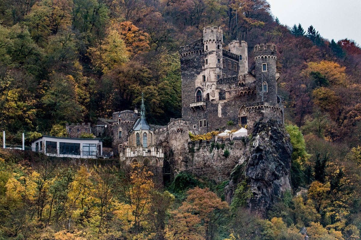 Rhine River Gorge Castle Rheinstein and Vineyards