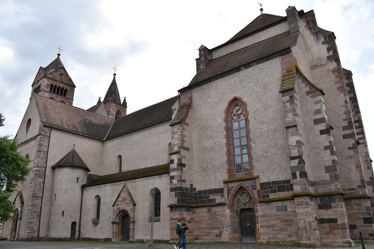 St. Vincent Cathedral atop the cliff in Breisach overlooking the Rhine