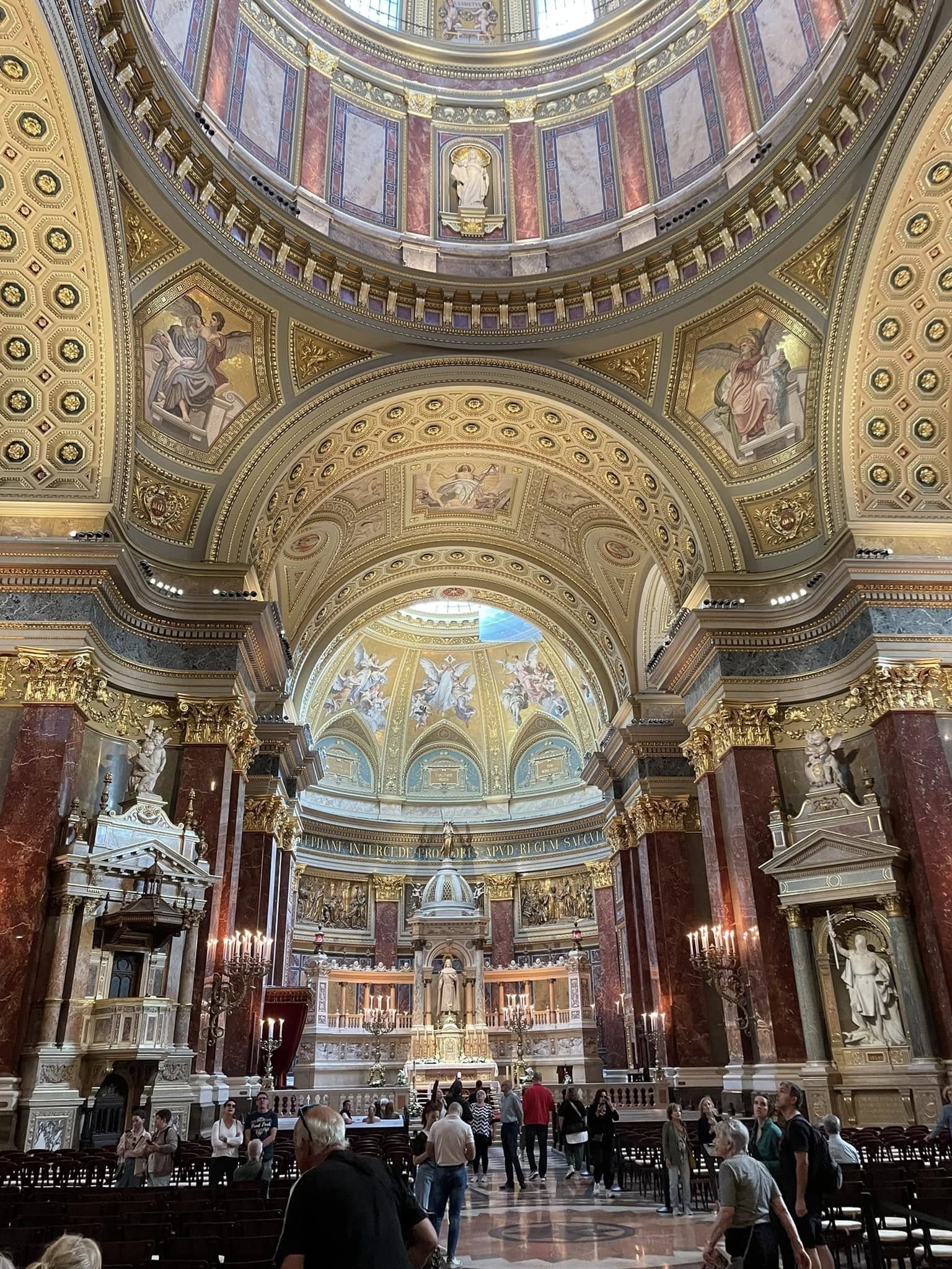 St Stephens Basilica Cathedral Gilded Dome Interior Budapest