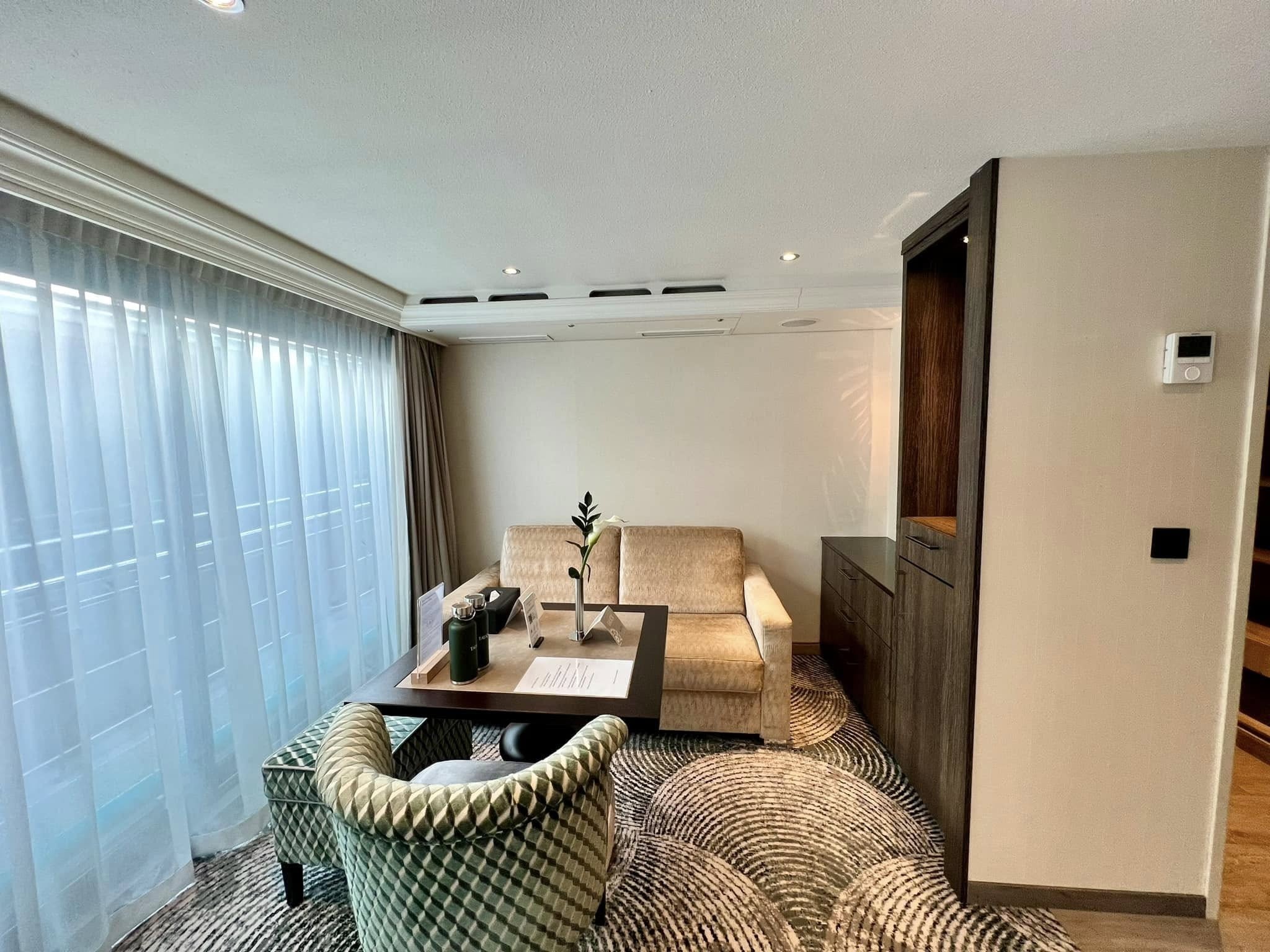 Tauck Category 7 Master Suite Living Area with French Balcony