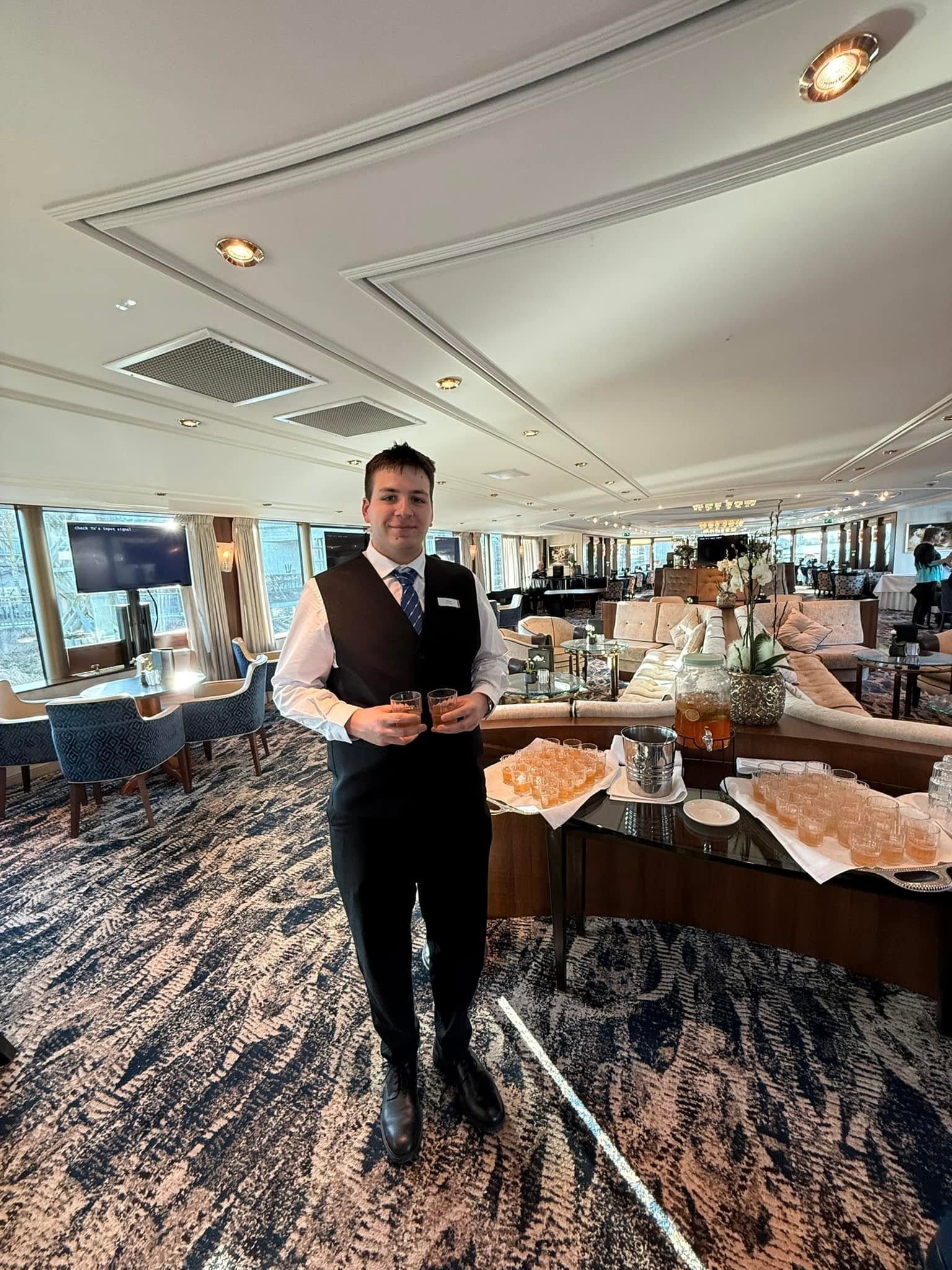 Attentive Restaurant Waitstaff in Tauck Compass Rose Dining Room