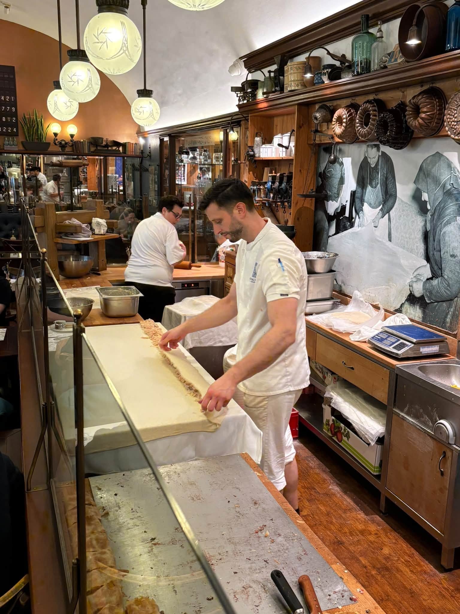 Traditional Viennese Apple Strudel Demonstration in Austria