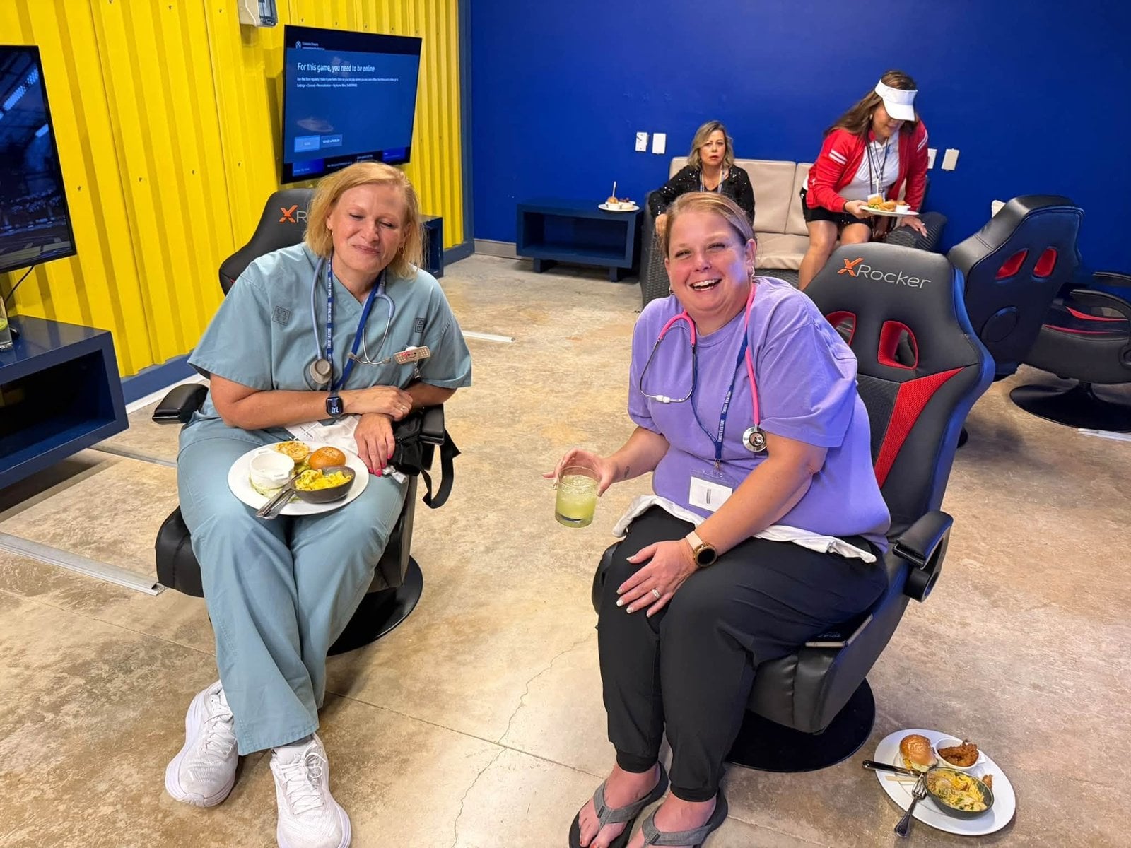 Travel advisors rocking nurse and doctor costumes for the childhood career party theme