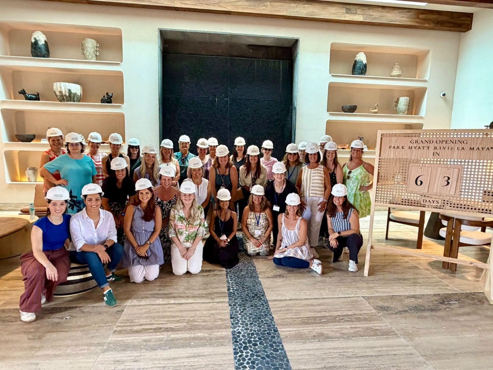 Hardhat site inspection team exploring luxury suites at Park Hyatt Riviera Maya