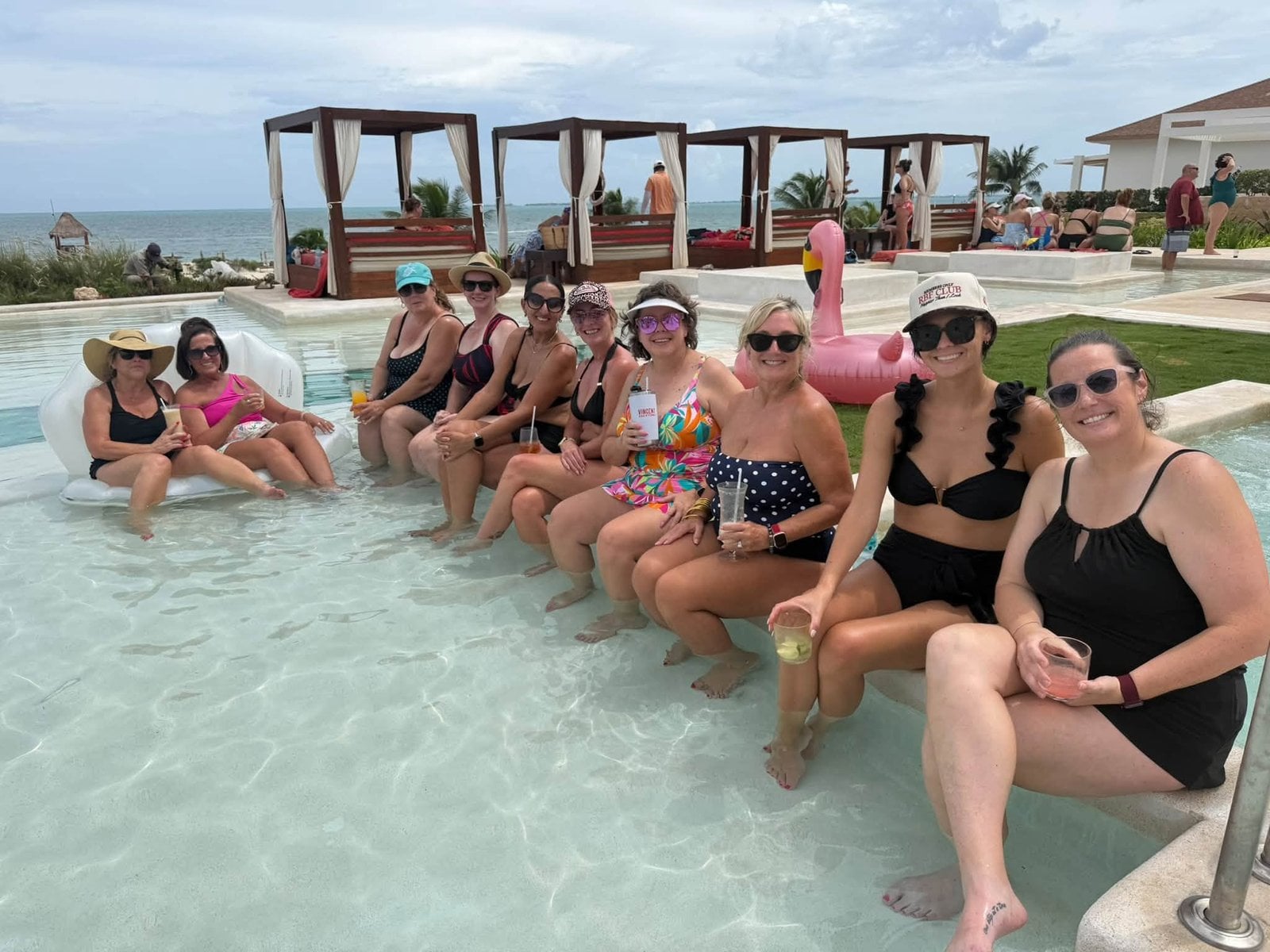 Enjoying the sun shelf loungers and tropical drinks at Dreams Playa Mujeres
