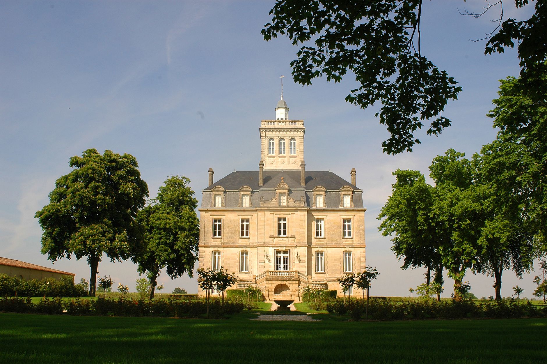 Grand French Chateau with Manicured Gardens and Moat