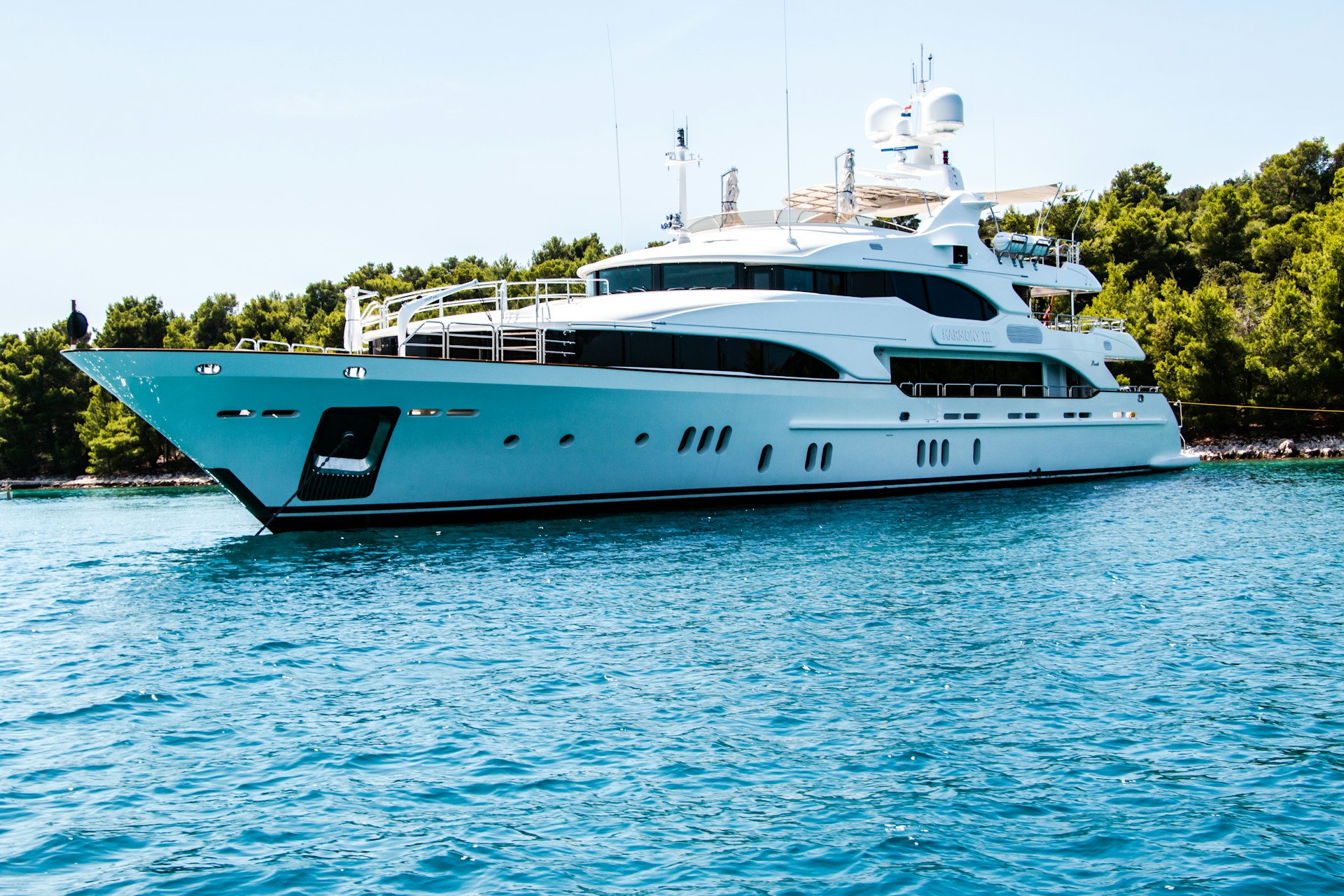 Private luxury superyacht charter in Mediterranean bay
