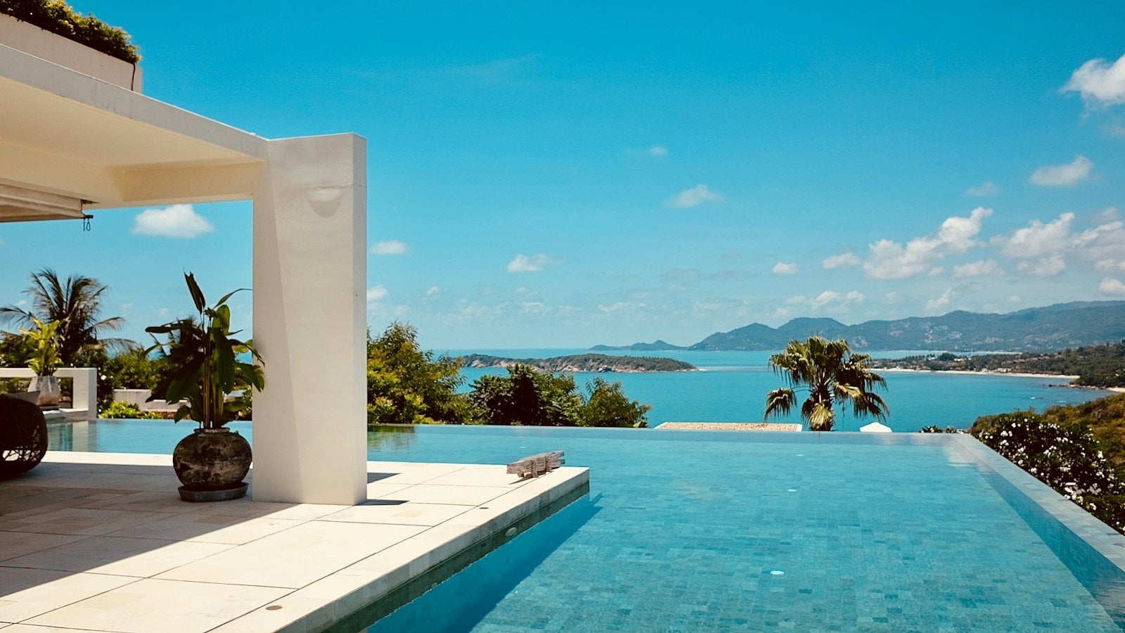 Resort pool oasis with zero-entry areas for all generations