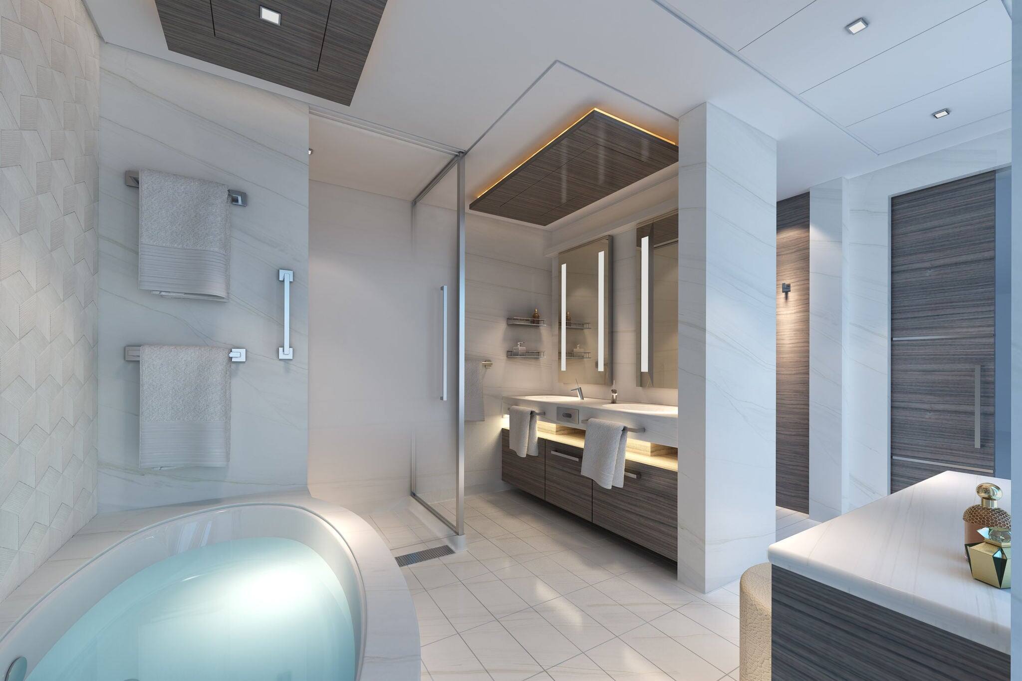 Norwegian The Haven Luxury Master Bathroom with Deep Soaking Tub