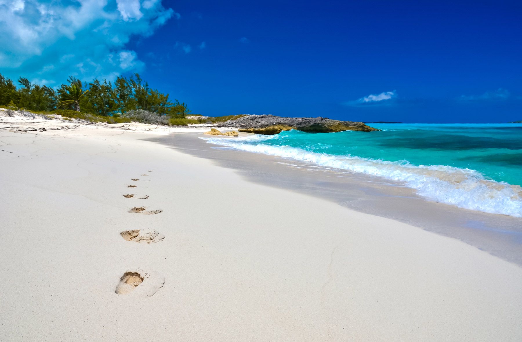 footprints beach little exuma bahamas